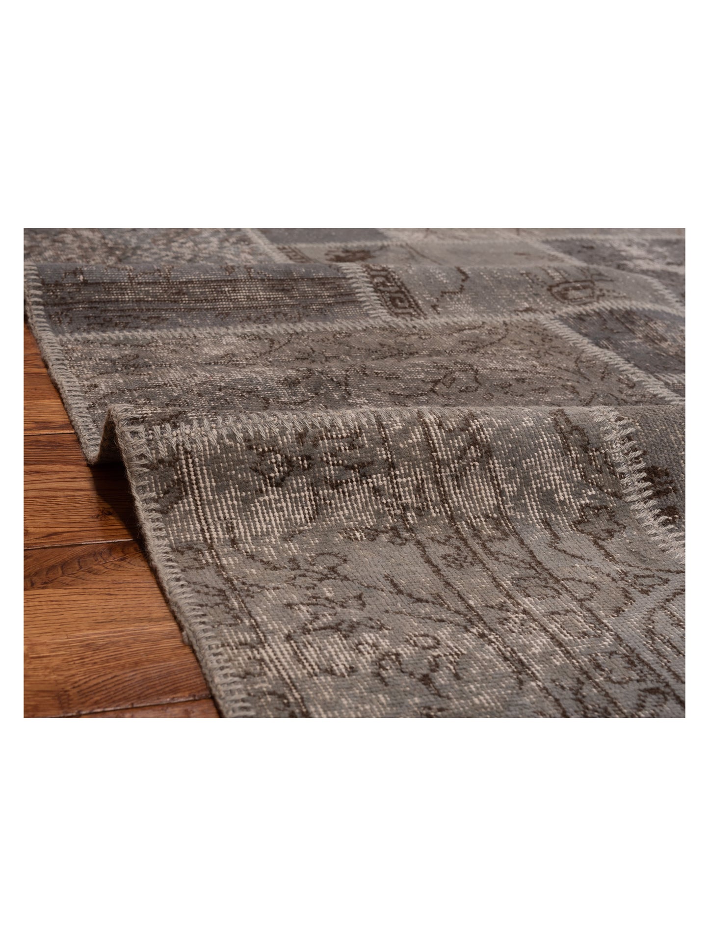 Turkish Vestige Patchwork 131111 Gray 4x6 Hand Knotted Rug