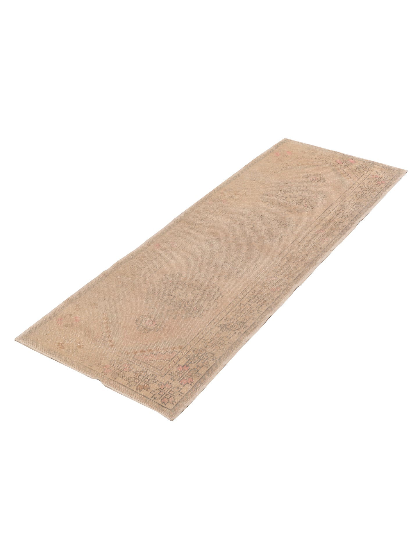Old Anatolian 131129 Pink Beige 3.5x9.2 Hand Knotted Rug