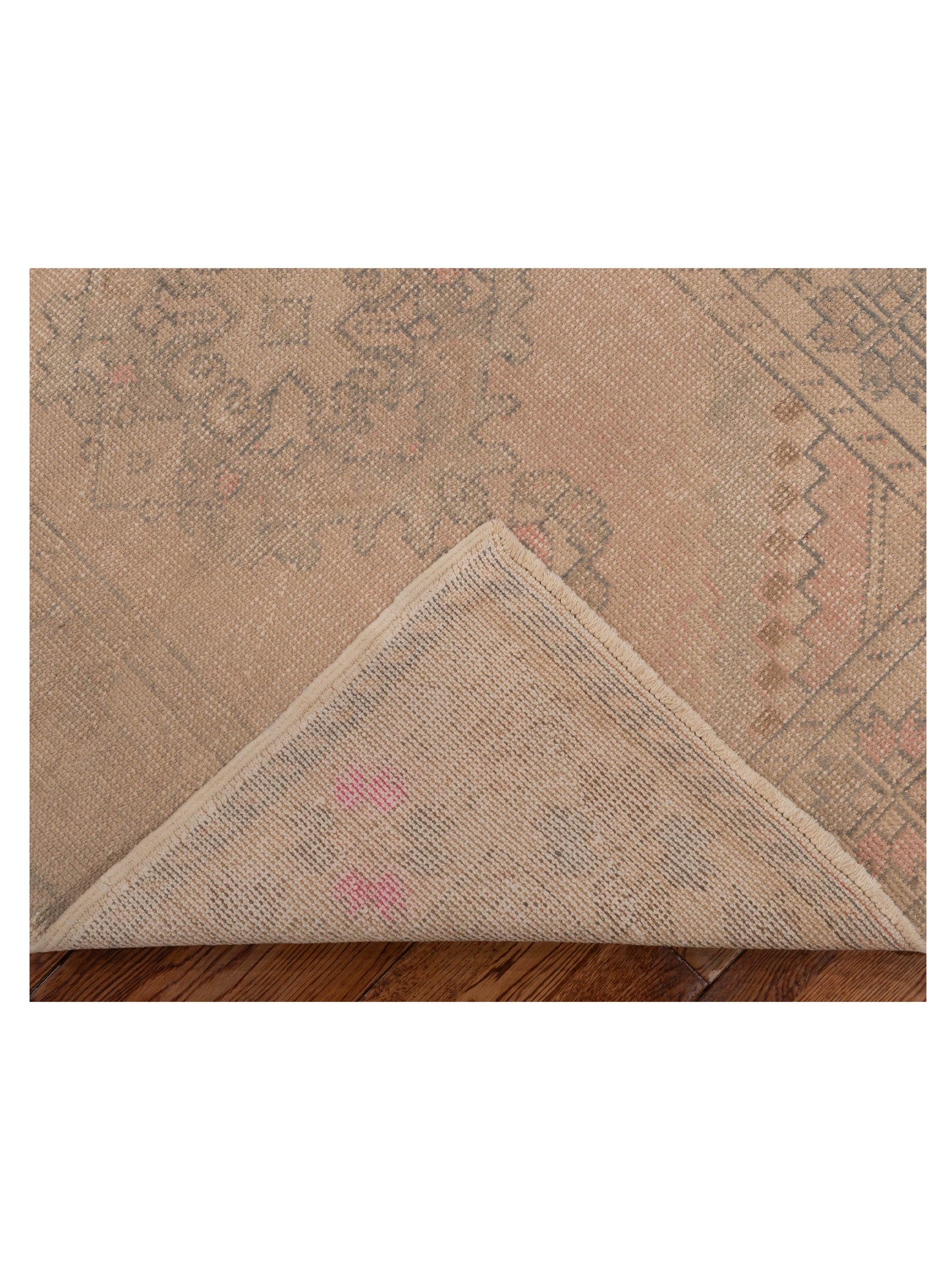 Old Anatolian 131129 Pink Beige 3.5x9.2 Hand Knotted Rug