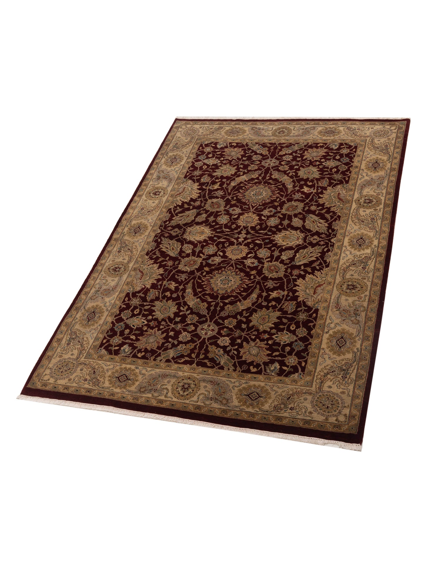 Crown 131278 Burgundy Beige 6.2x9.1 Hand Knotted Rug