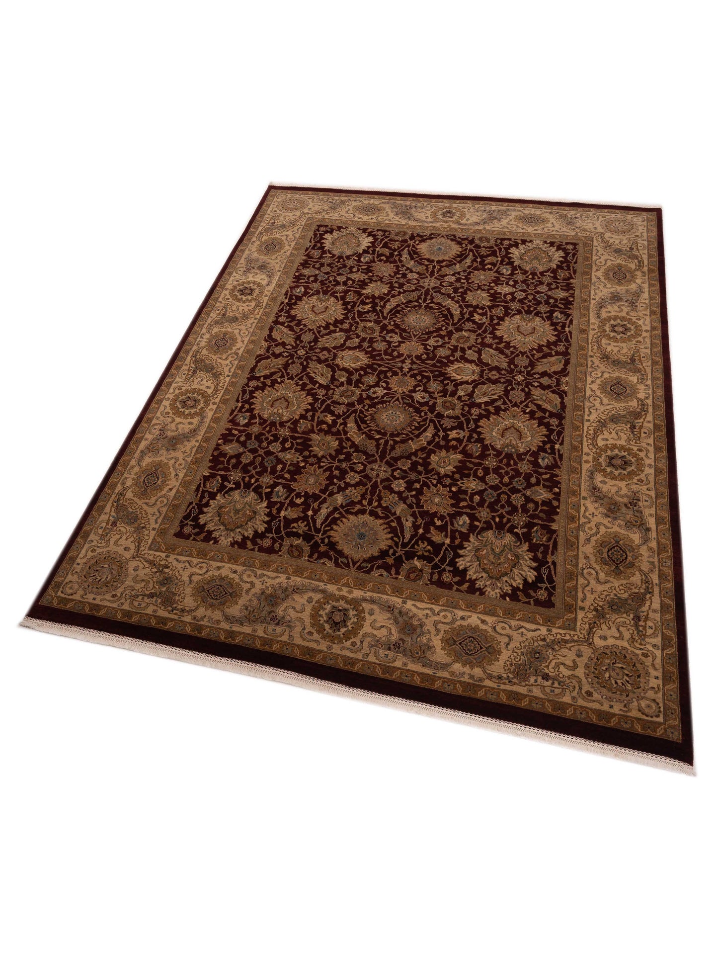 Sivas 131279 Burgundy Cream 9.4x12.1 Hand Knotted Rug