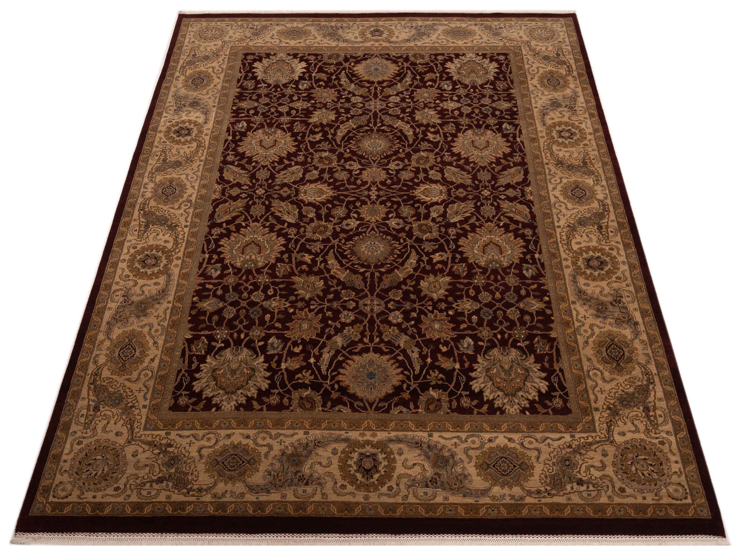 Sivas 131279 Burgundy Cream 9.4x12.1 Hand Knotted Rug