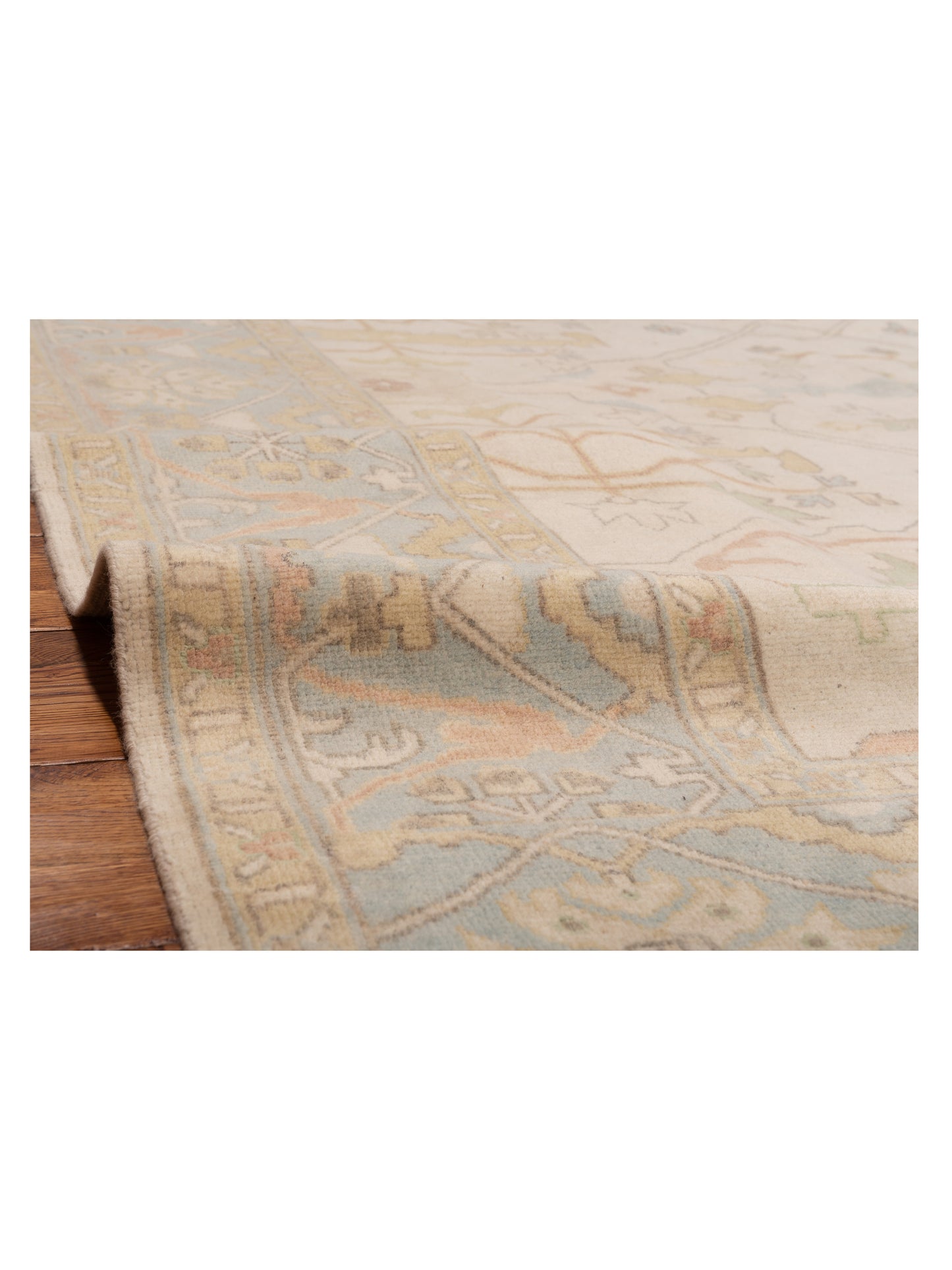 Anadol Oushak Islice Ivory Light Blue 8.2x9.9 Hand Knotted Rug