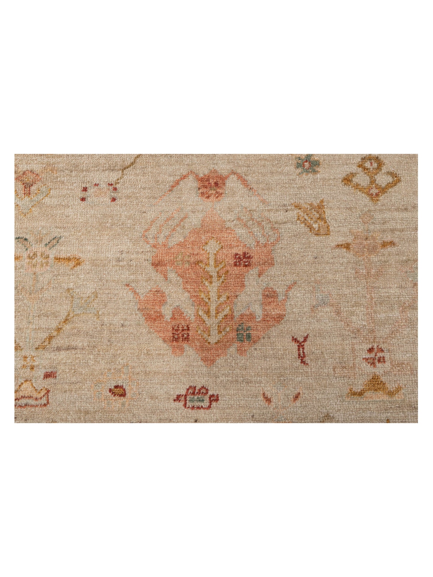 Angora Oushak 133081 Ivory Pink 6.1x13.11 Hand Knotted Rug