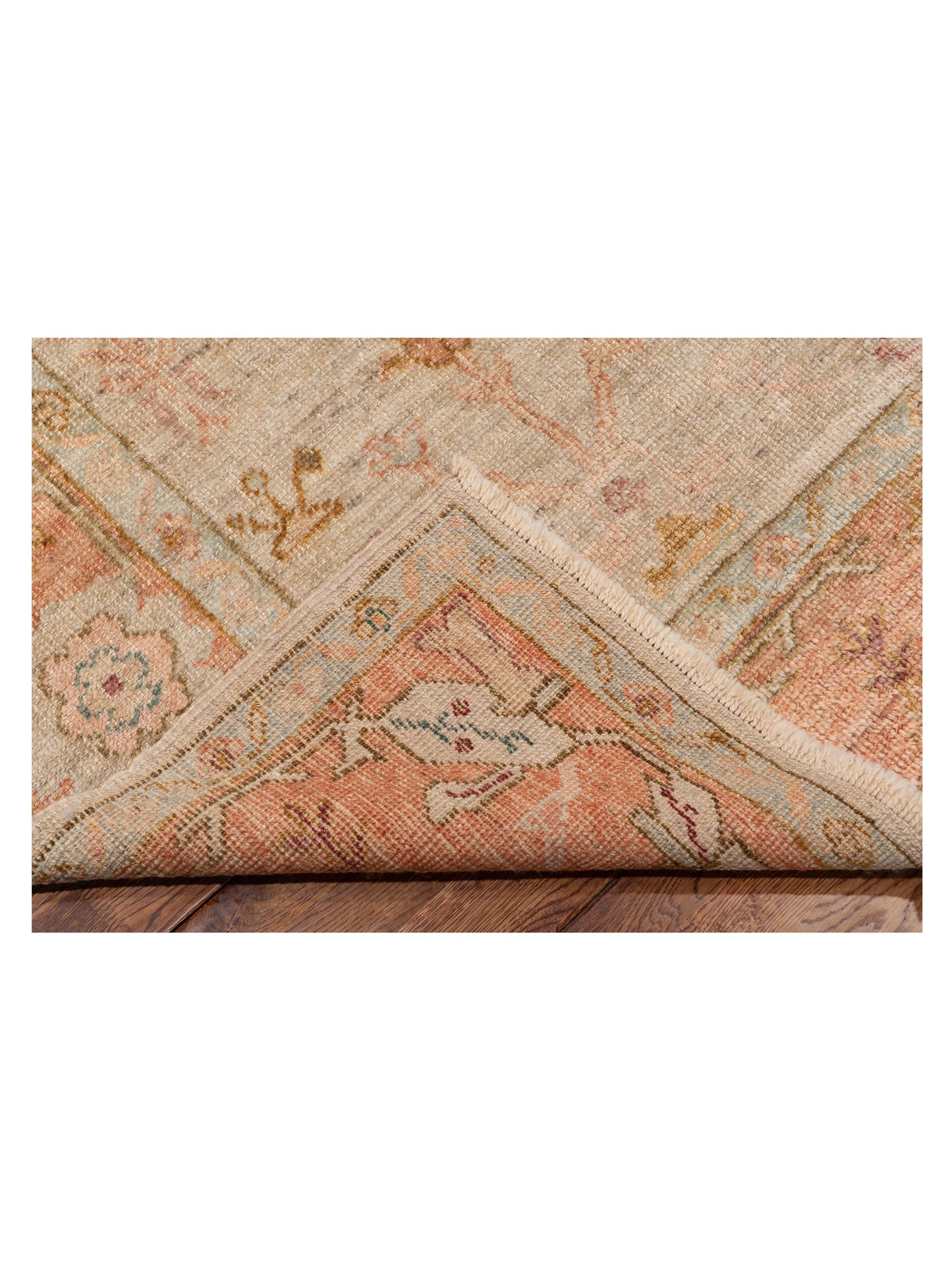 Angora Oushak 133089 Ivory Pink 6.2x13.10 Hand Knotted Rug