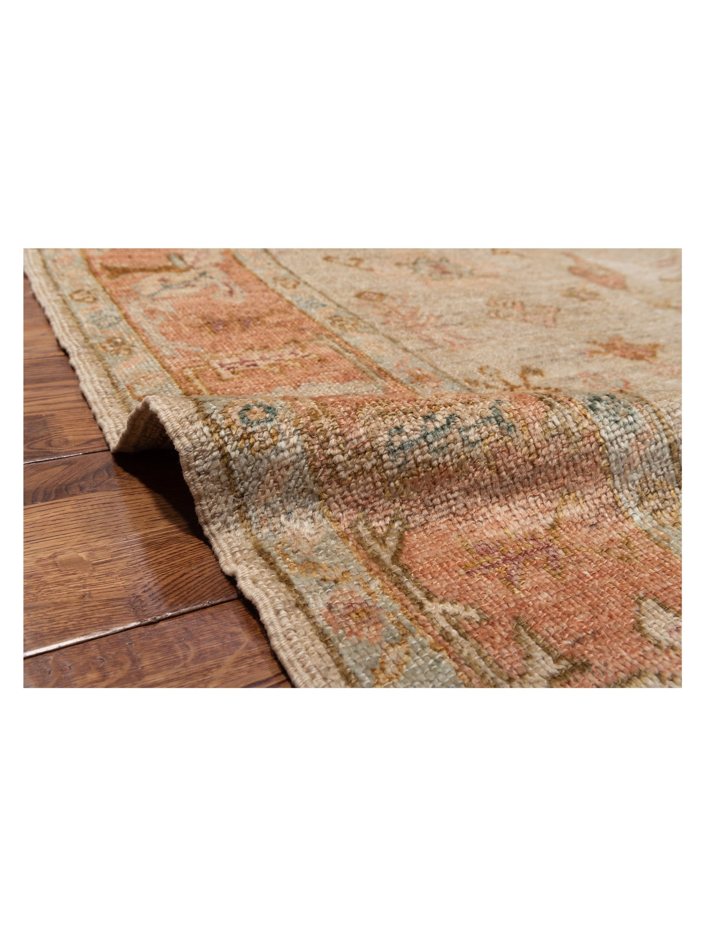 Angora Oushak 133089 Ivory Pink 6.2x13.10 Hand Knotted Rug