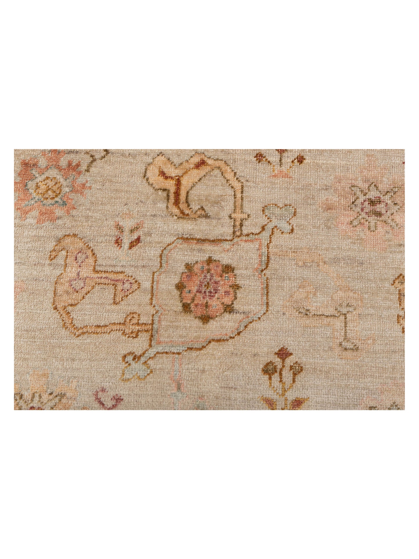 Angora Oushak 133089 Ivory Pink 6.2x13.10 Hand Knotted Rug