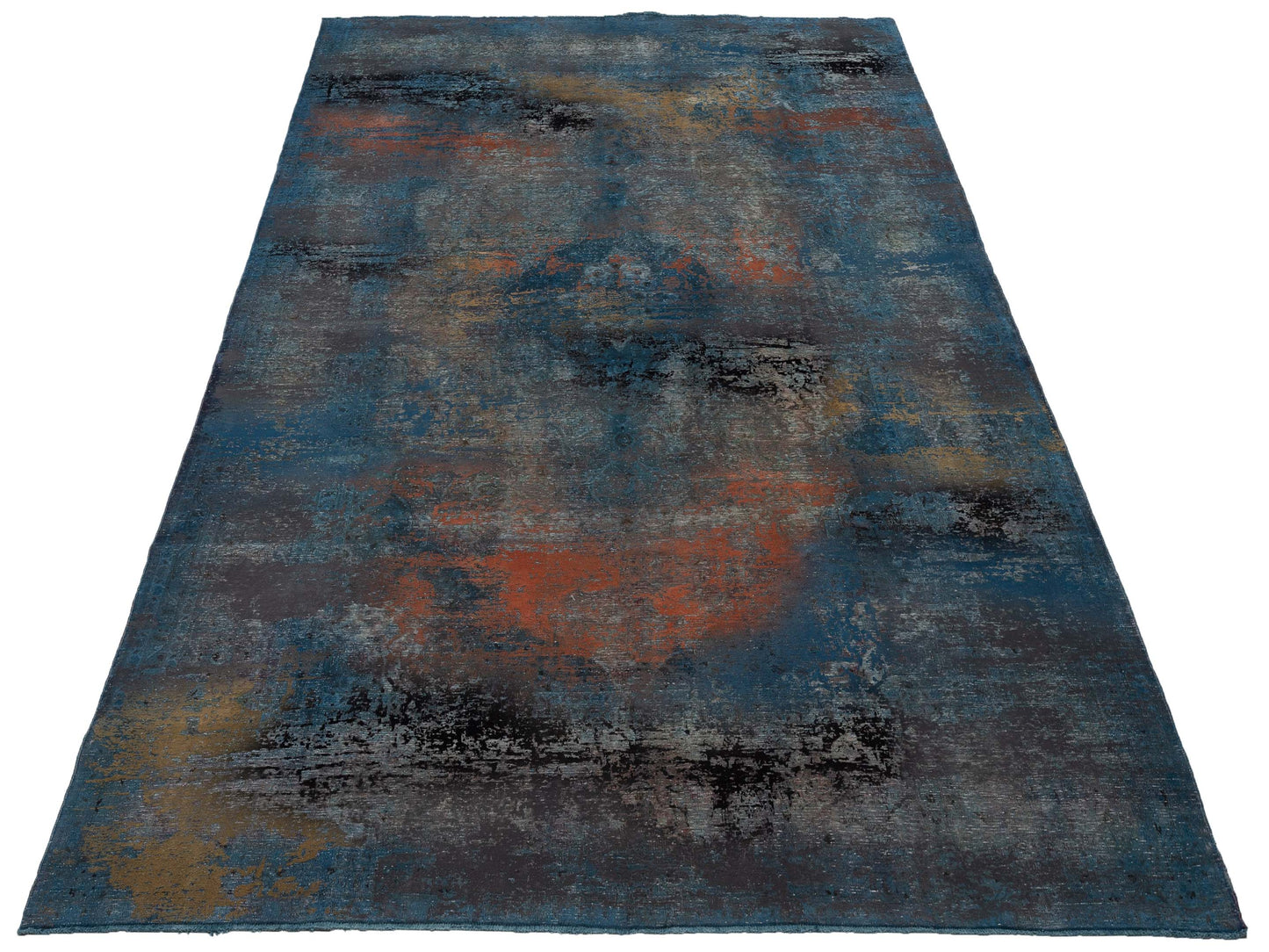 Vintage 133105 Blue Gray 8.1x12.4 Hand Knotted Rug