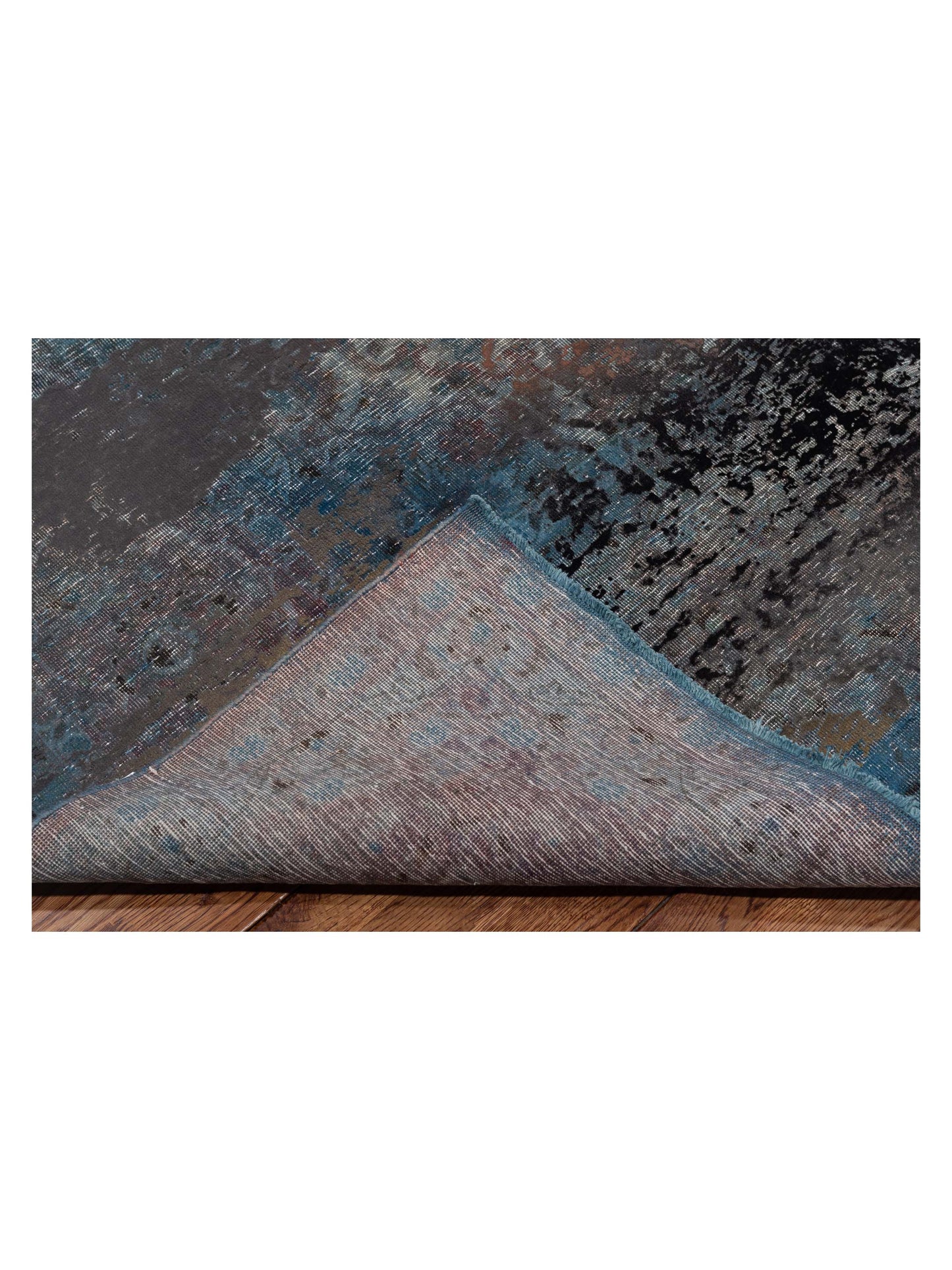 Vintage 133105 Blue Gray 8.1x12.4 Hand Knotted Rug