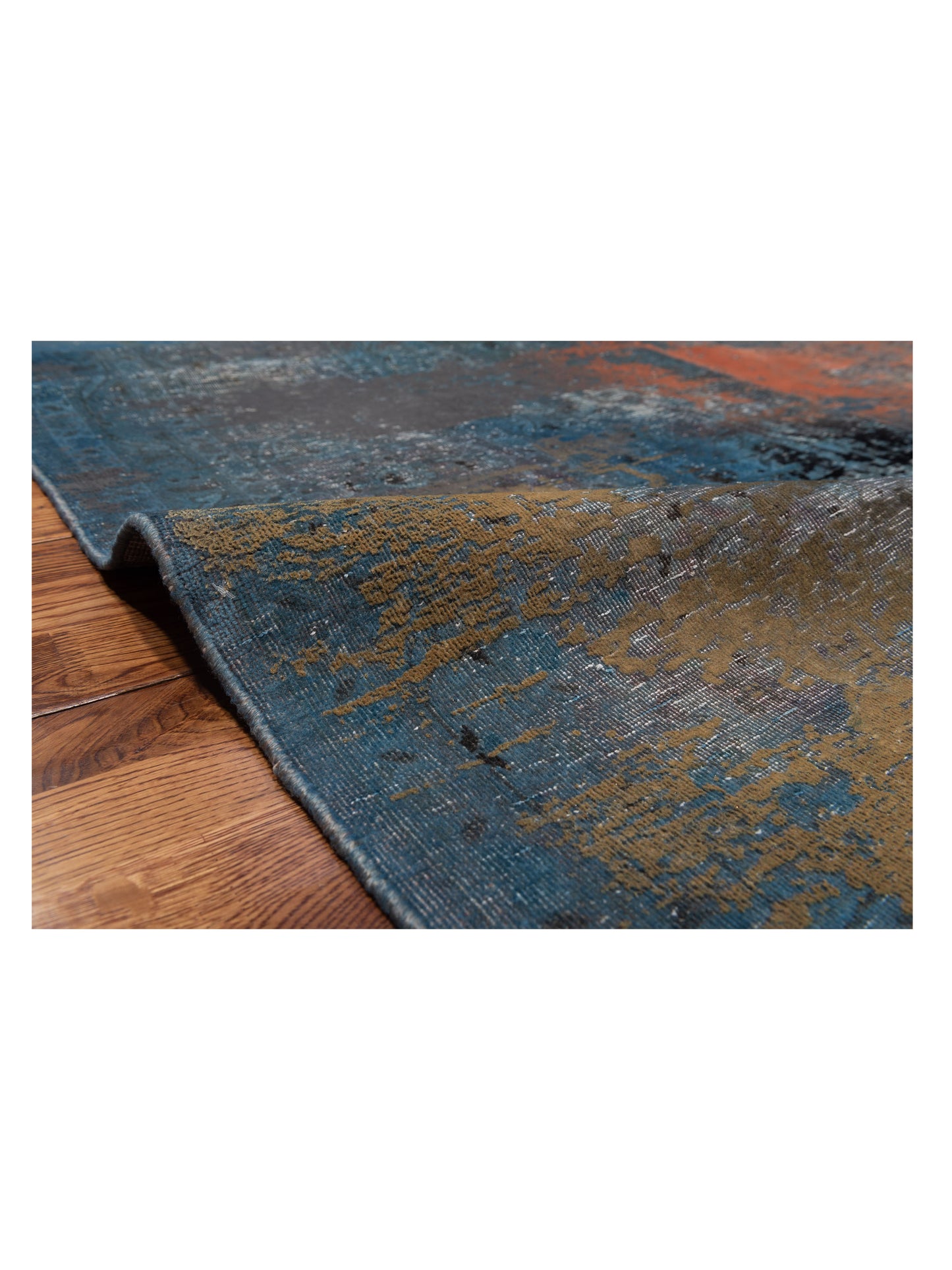 Vintage 133105 Blue Gray 8.1x12.4 Hand Knotted Rug