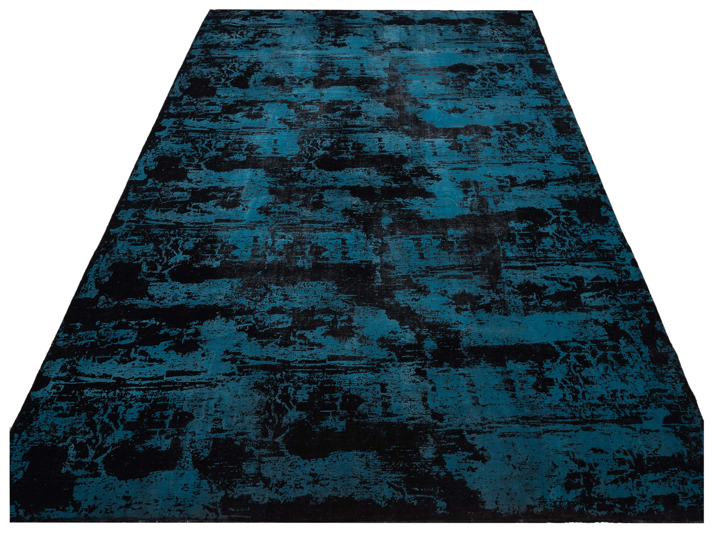 Vintage 133111 Black Blue 9.10x13.6 Hand Knotted Rug