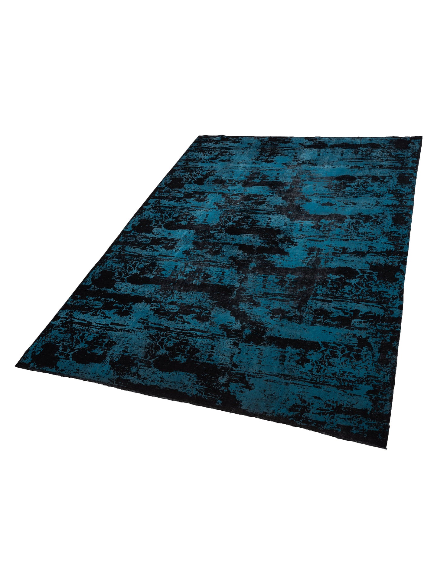 Vintage 133111 Black Blue 9.10x13.6 Hand Knotted Rug