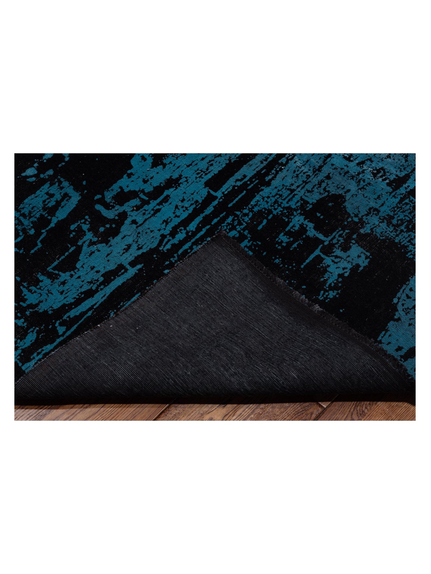 Vintage 133111 Black Blue 9.10x13.6 Hand Knotted Rug