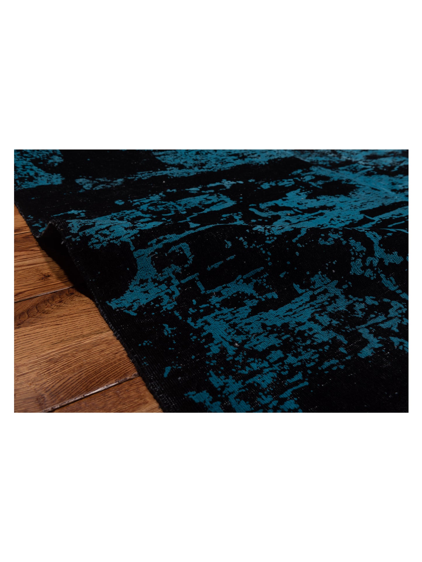 Vintage 133111 Black Blue 9.10x13.6 Hand Knotted Rug