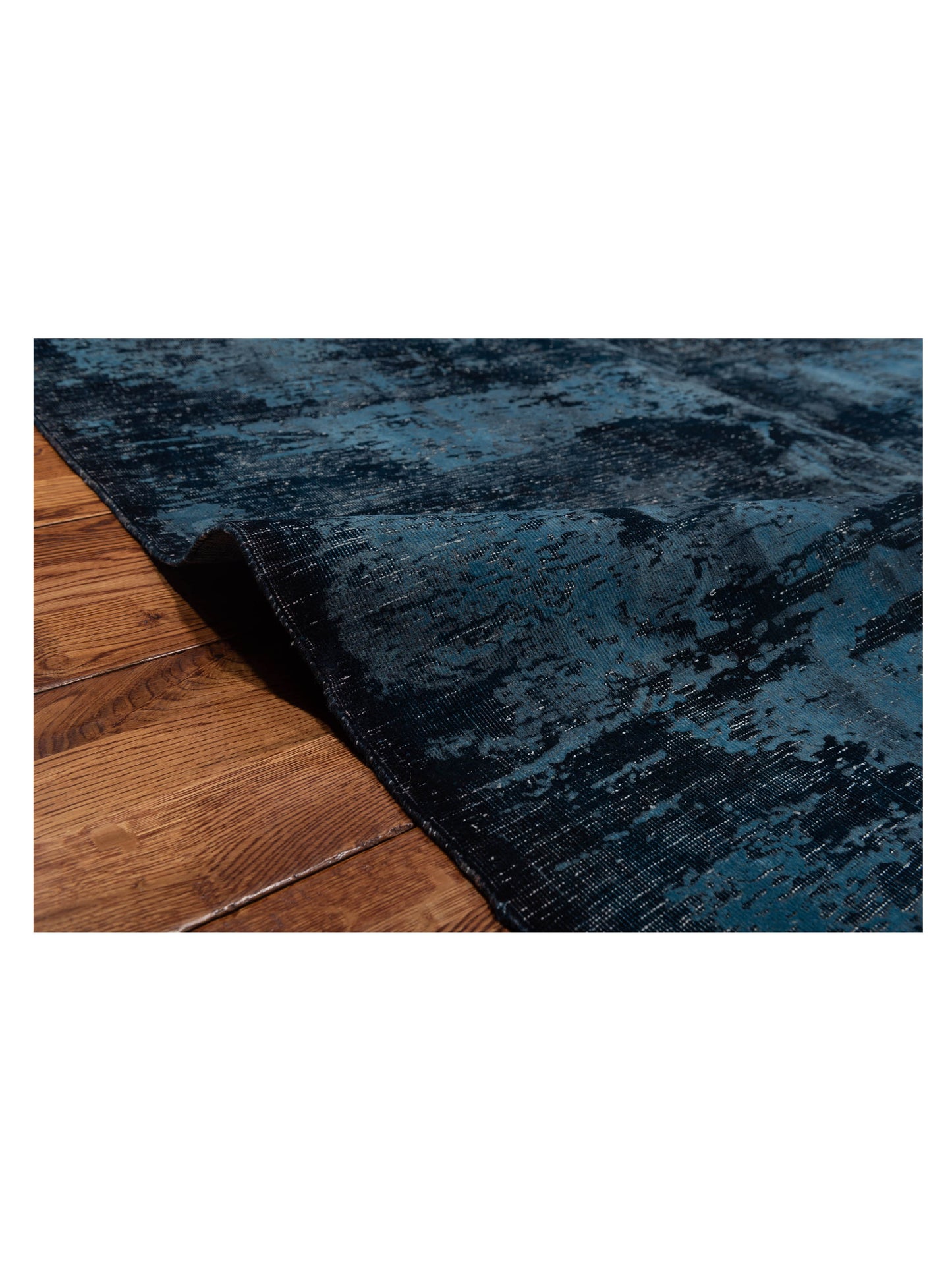 Vintage 133113 Indigo Blue 9.2x13.4 Hand Knotted Rug