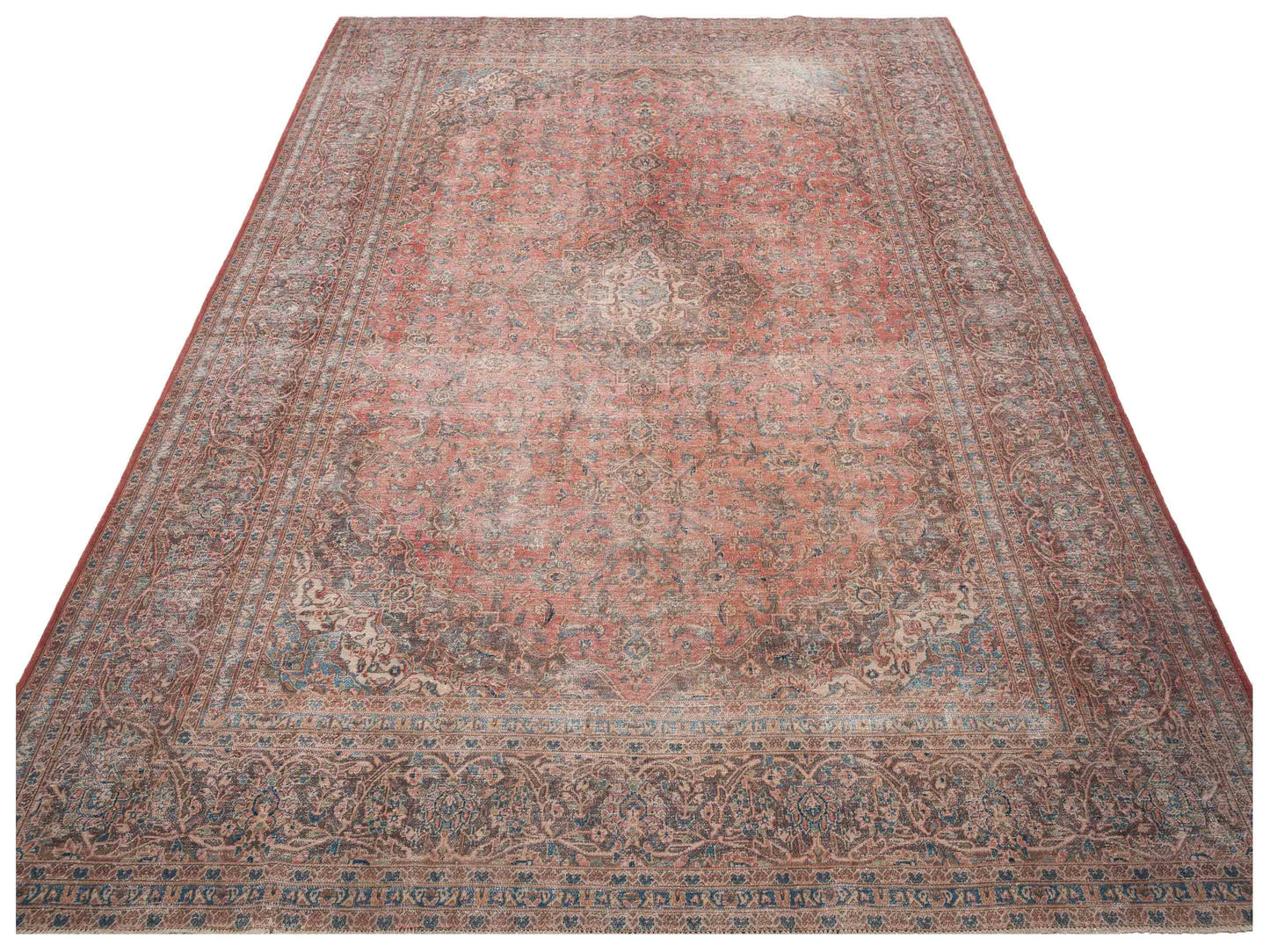 Vintage 133122 Rust Brown 9.10x12.9 Hand Knotted Rug