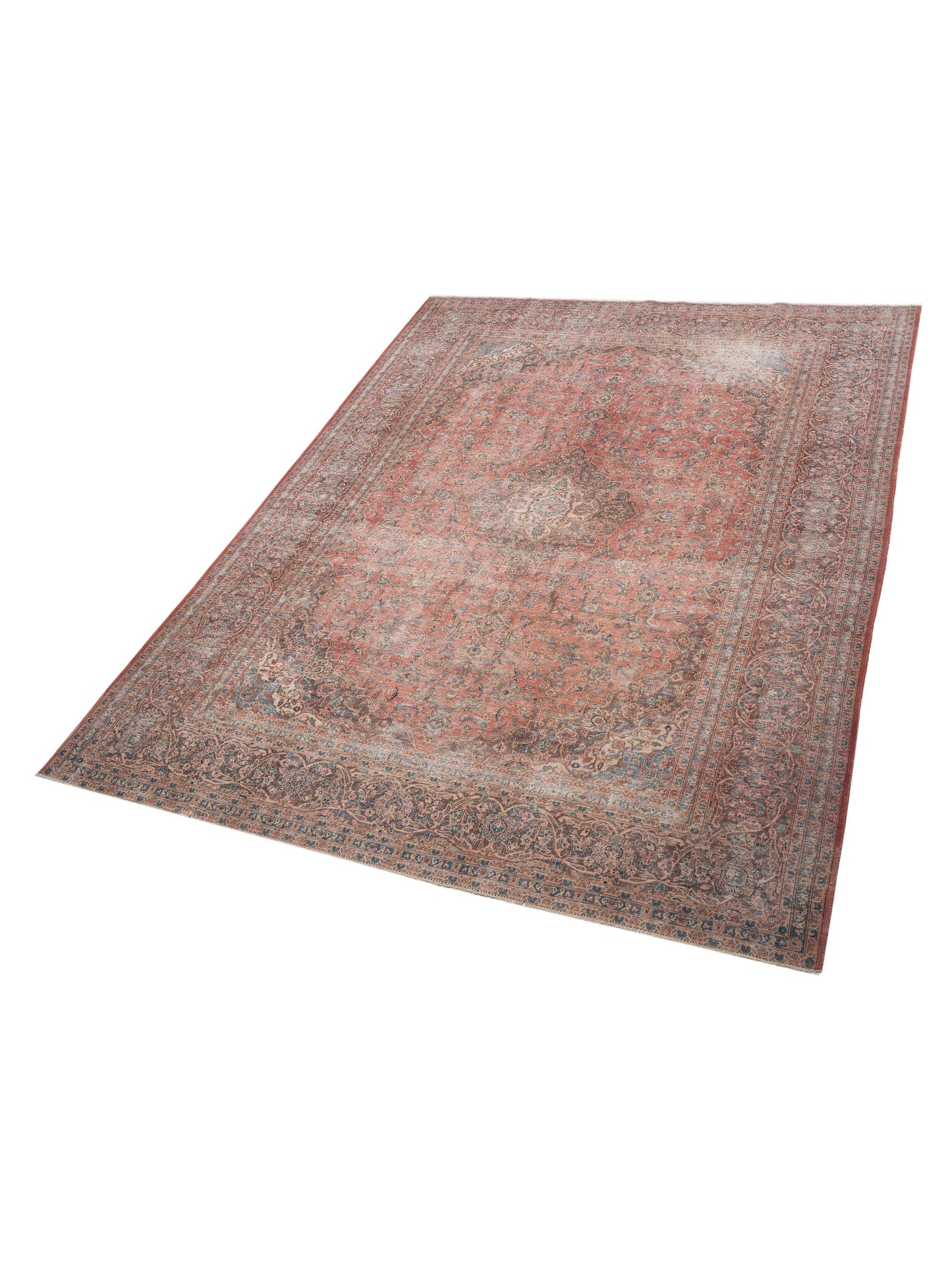 Vintage 133122 Rust Brown 9.10x12.9 Hand Knotted Rug
