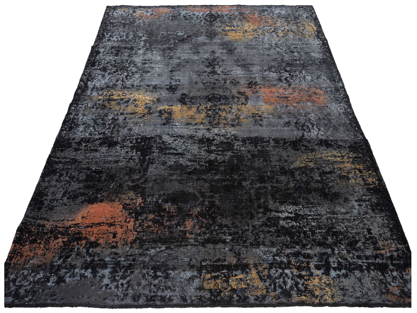Vintage 133124 Black 8.8x11.7 Hand Knotted Rug