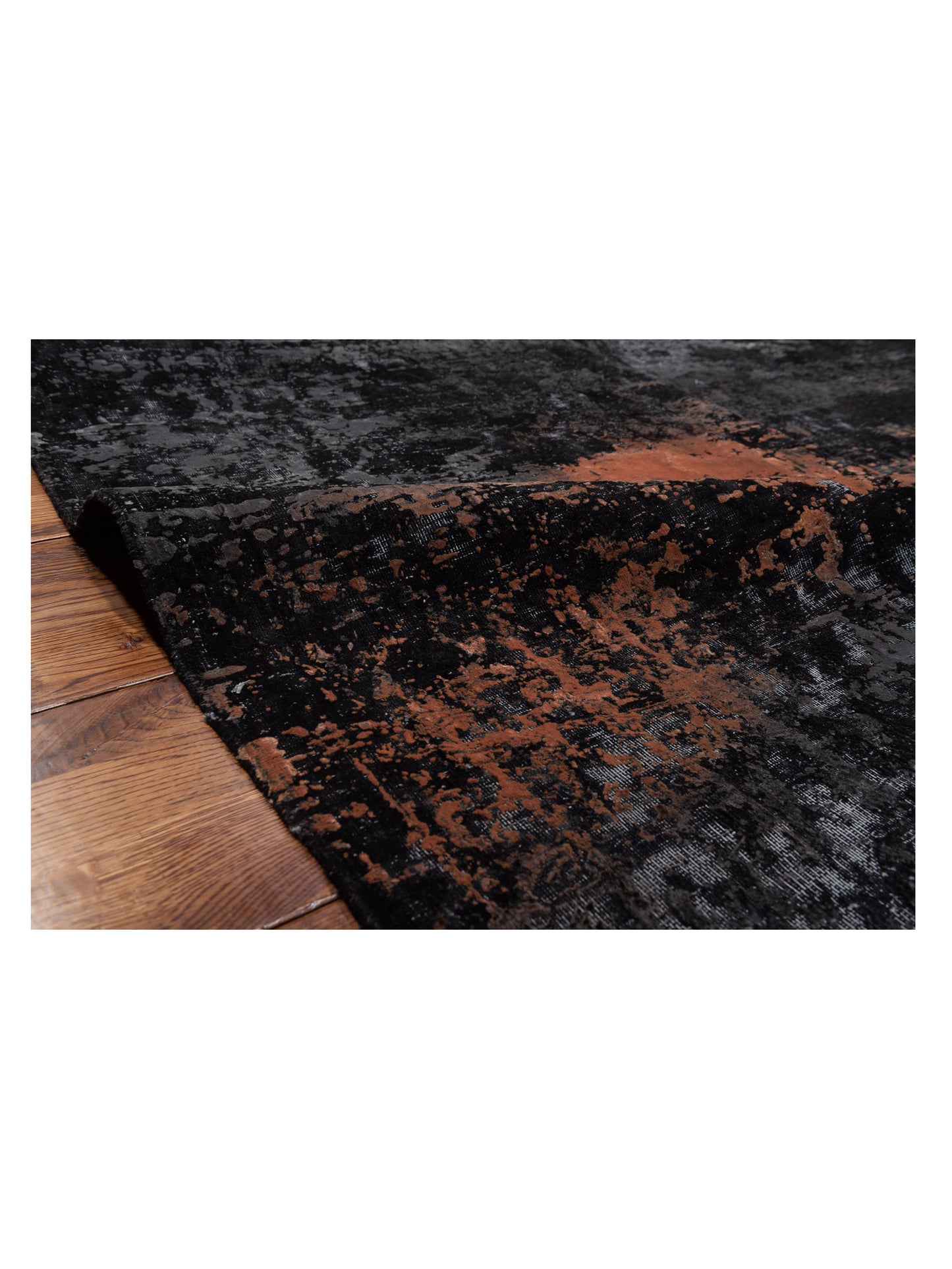 Vintage 133124 Black 8.8x11.7 Hand Knotted Rug