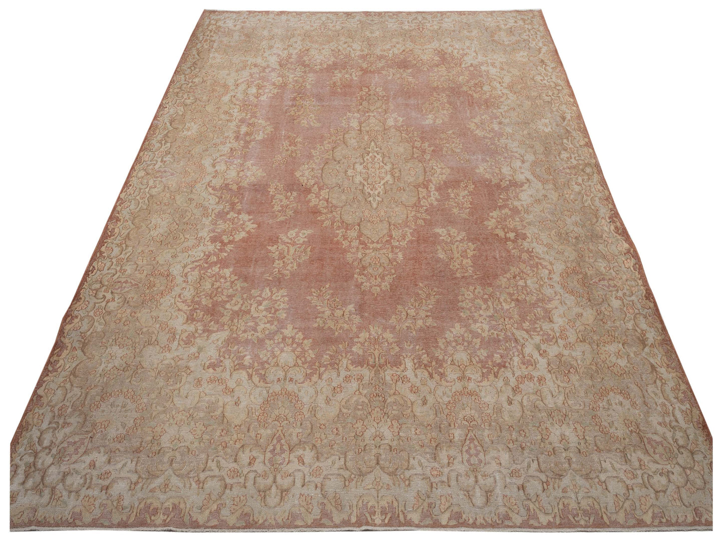 Vintage 133135 Copper Ivory 9.8x12.10 Hand Knotted Rug