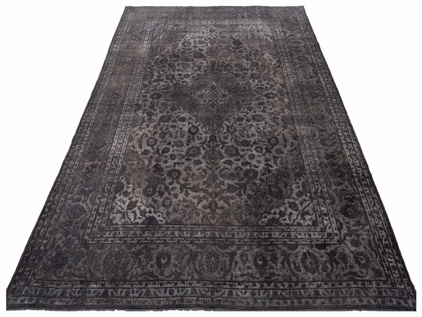 Vintage 133162 Dark Gray 9.7x13.2 Hand Knotted Rug