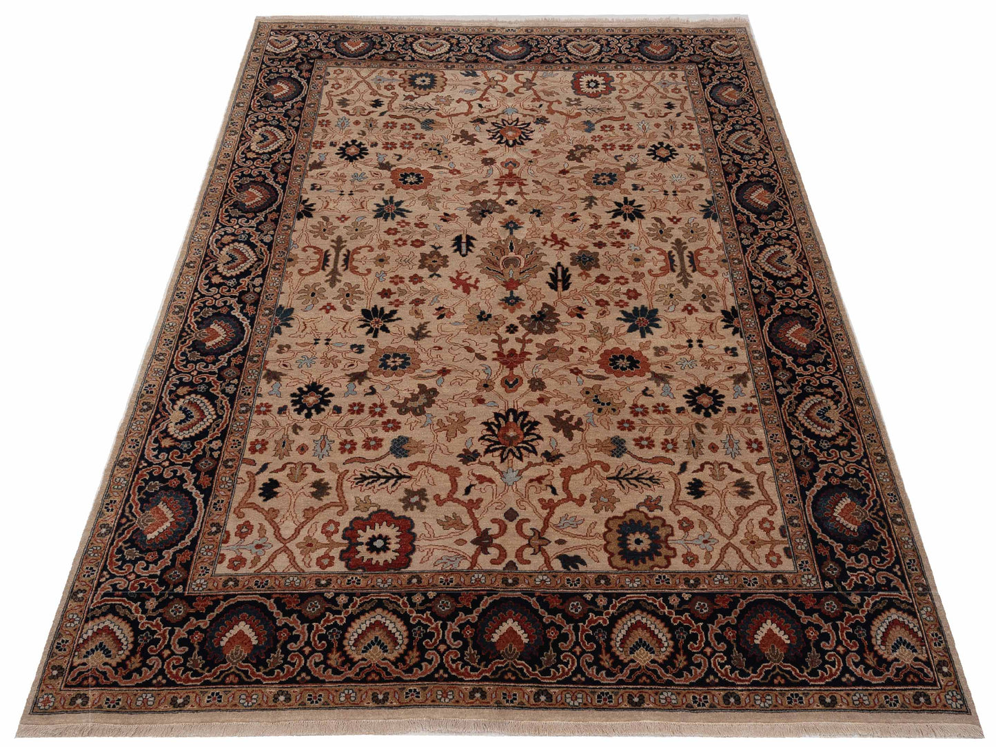 Crown 133173 Ivory Navy 8x9.8 Hand Knotted Rug