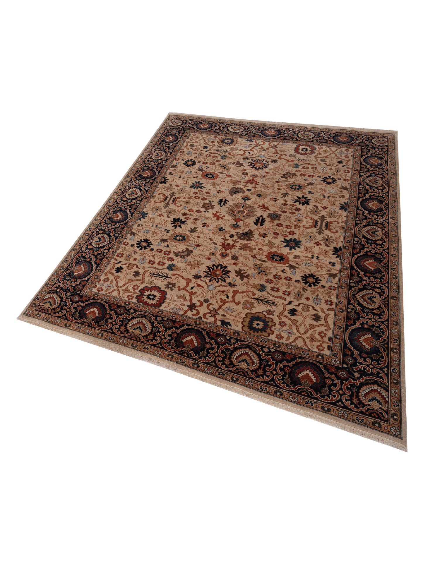 Crown 133173 Ivory Navy 8x9.8 Hand Knotted Rug