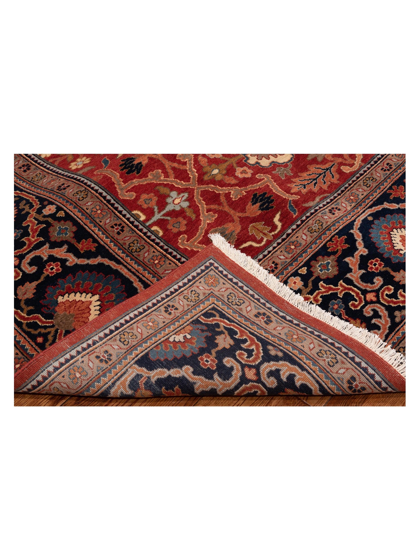Crown 133178 Orange Navy 8.11x11.9 Hand Knotted Rug