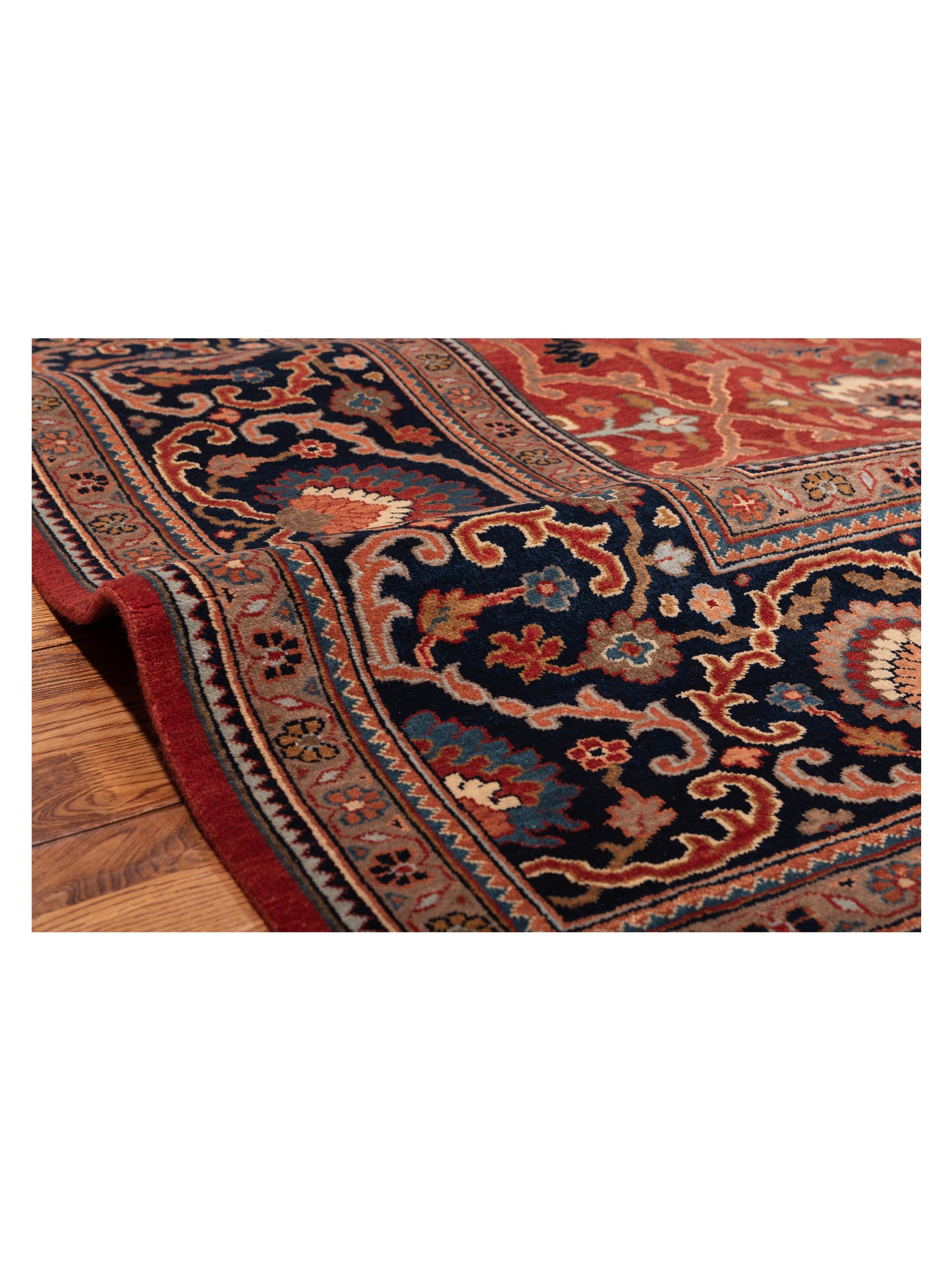 Crown 133178 Orange Navy 8.11x11.9 Hand Knotted Rug
