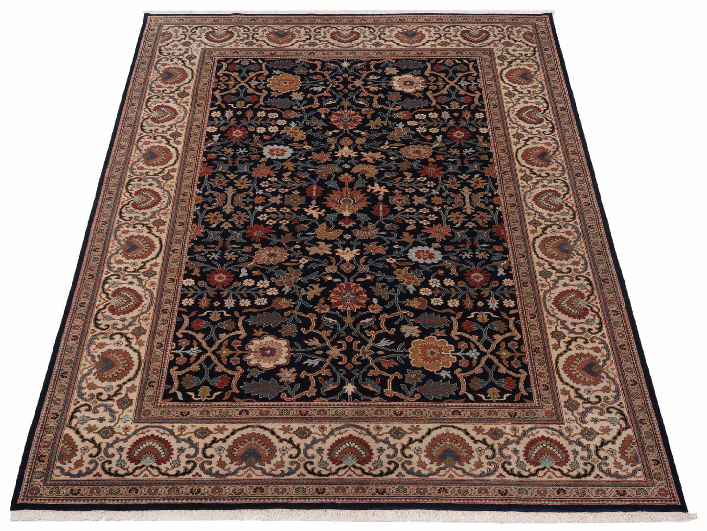 Crown 133185 Navy Ivory 8.9x11.10 Hand Knotted Rug