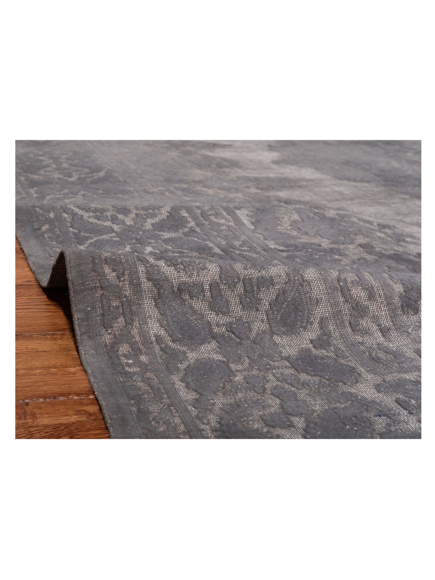 Vintage 133197 Silver Silver 12.1x15 Hand Knotted Rug