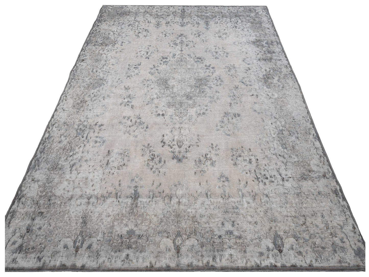 Vintage 133198 Light Gray 9.10x13.2 Hand Knotted Rug