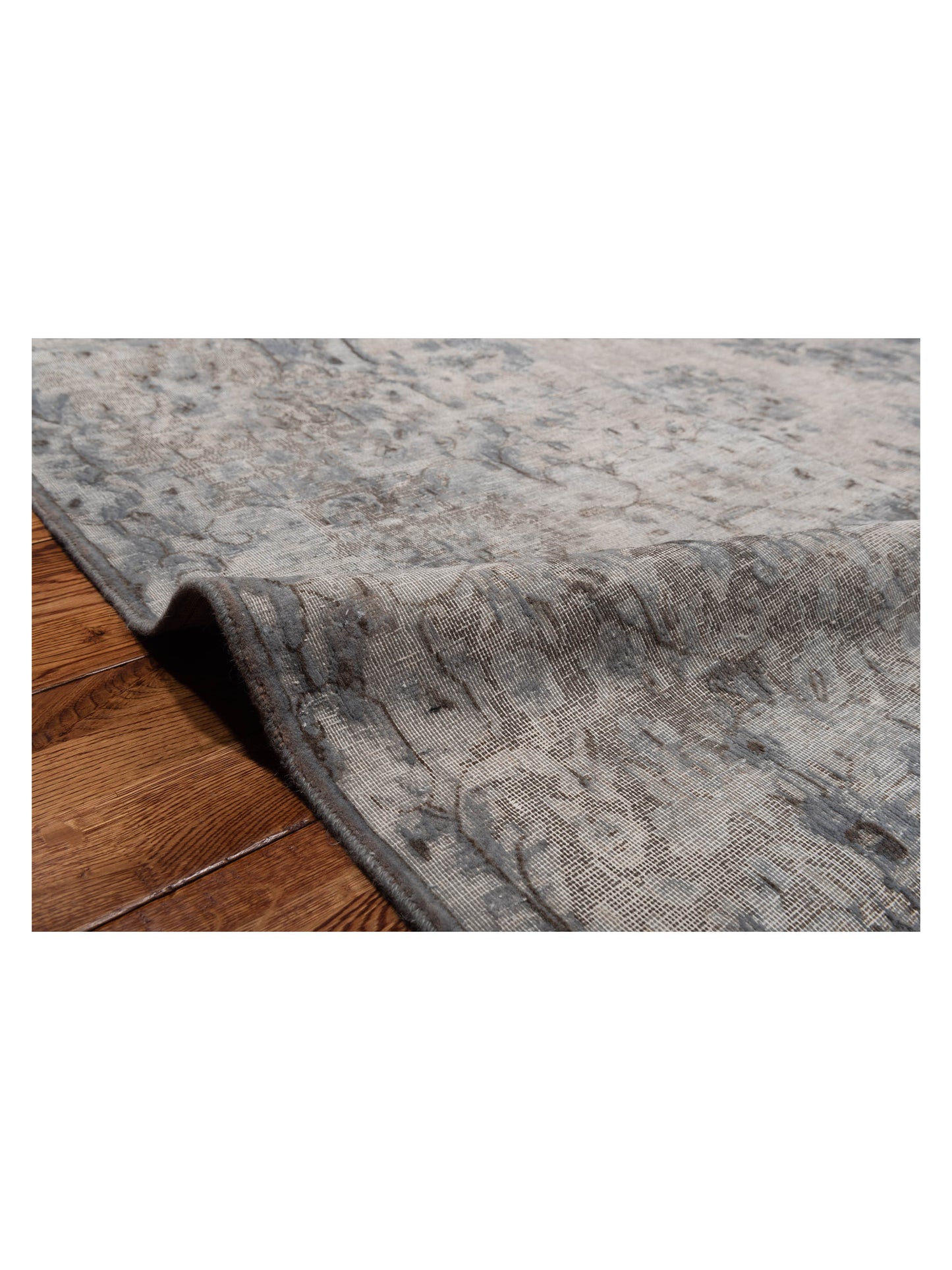 Vintage 133198 Light Gray 9.10x13.2 Hand Knotted Rug