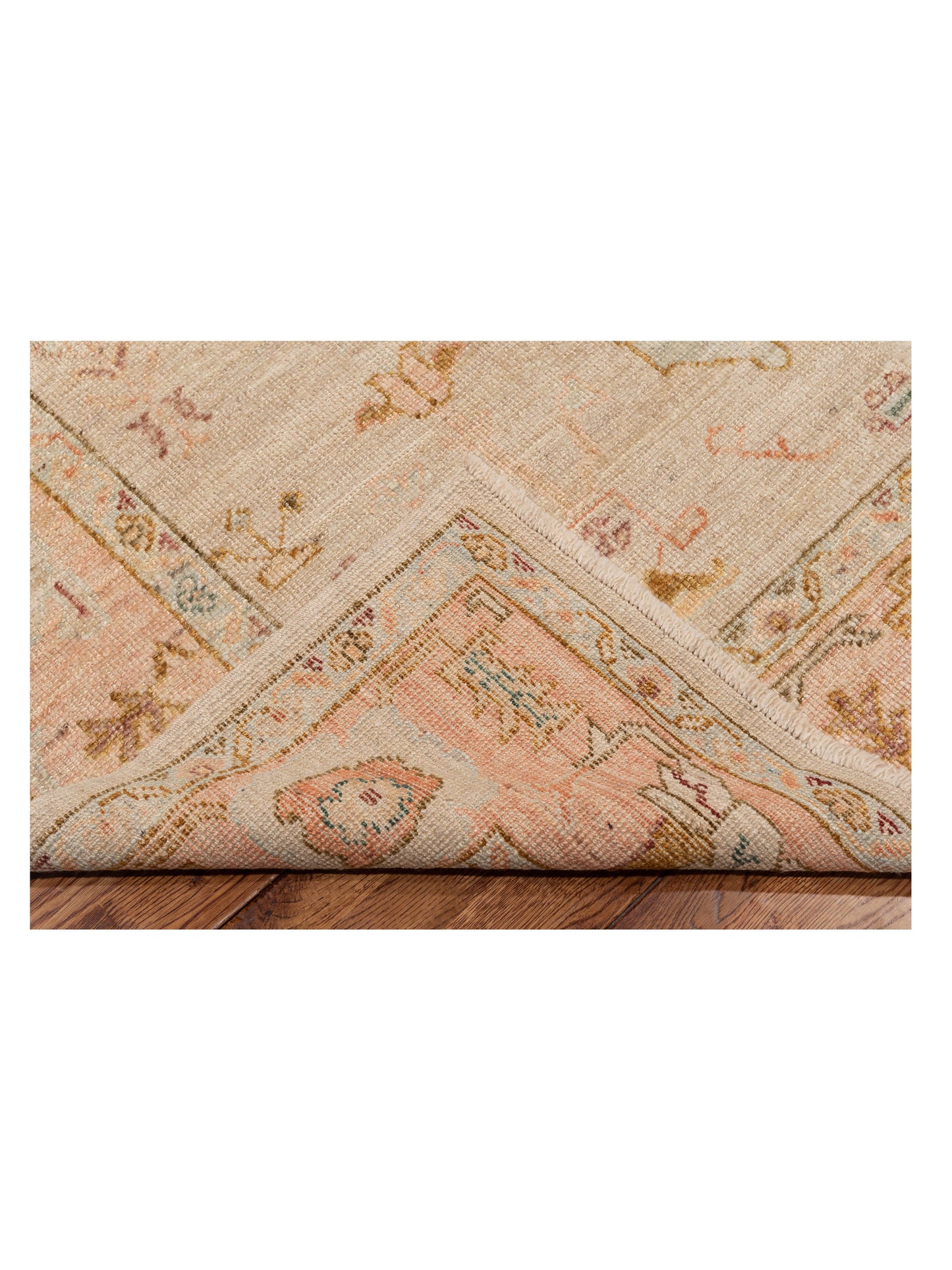Angora Oushak 133242 Ivory Pink 6.4x11.6 Hand Knotted Rug