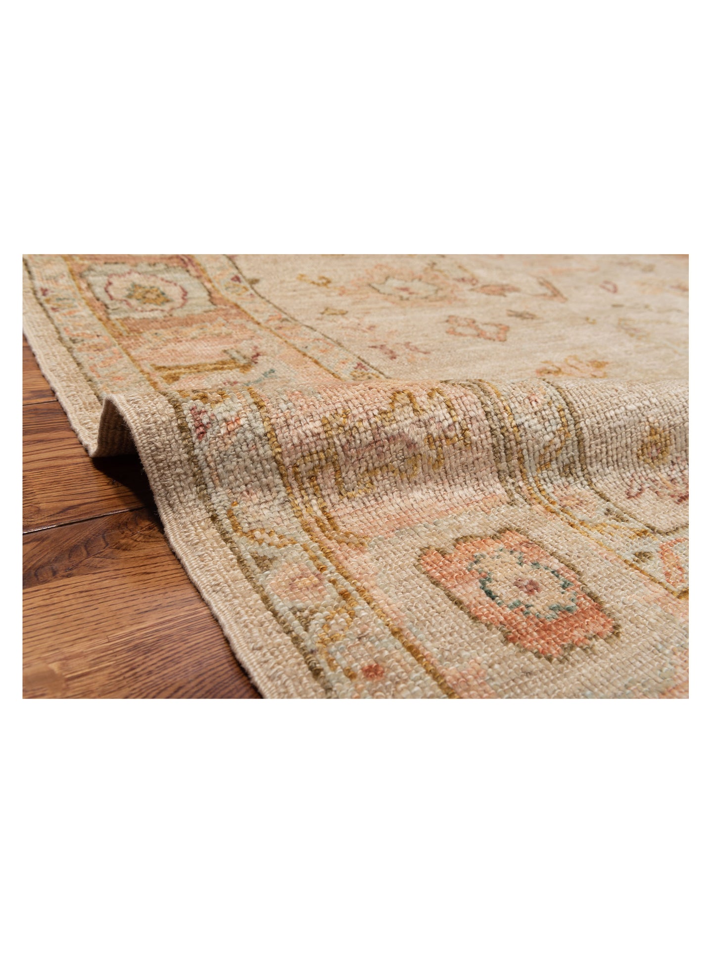 Angora Oushak 133242 Ivory Pink 6.4x11.6 Hand Knotted Rug