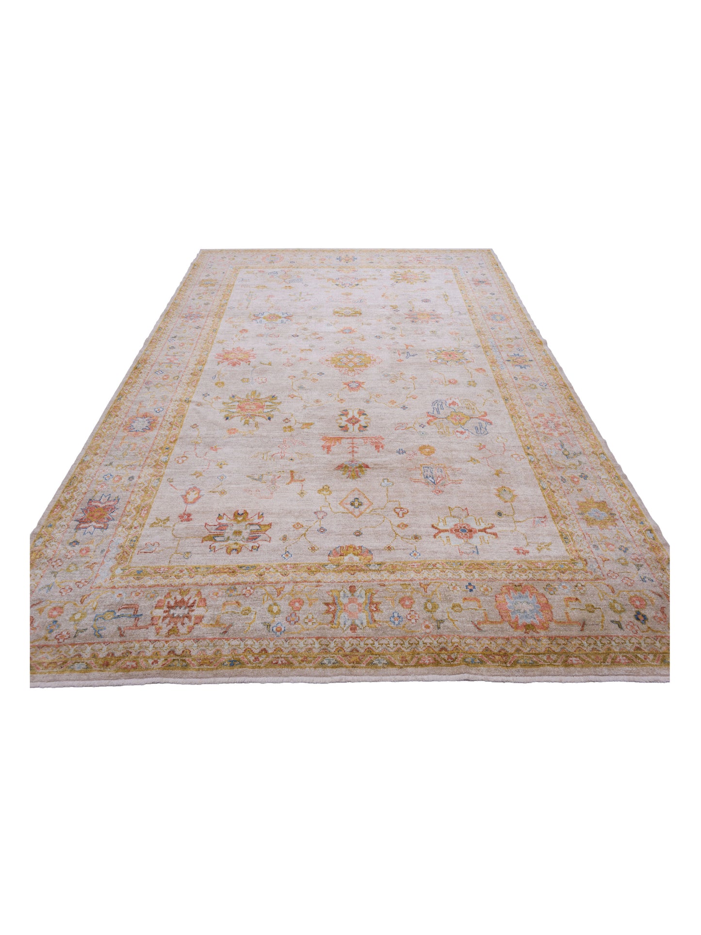 Angora Oushak 133256 Ivory Silver 10.3x13.9 Hand Knotted Rug