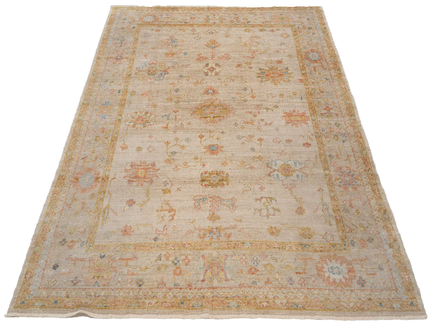 Angora Oushak 133258 Ivory Silver 8x10.1 Hand Knotted Rug