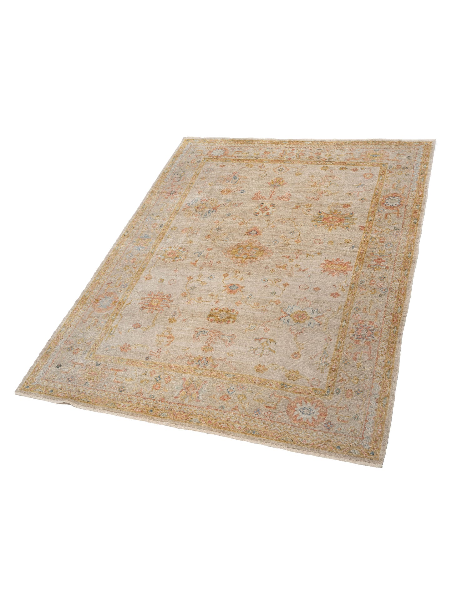 Angora Oushak 133258 Ivory Silver 8x10.1 Hand Knotted Rug
