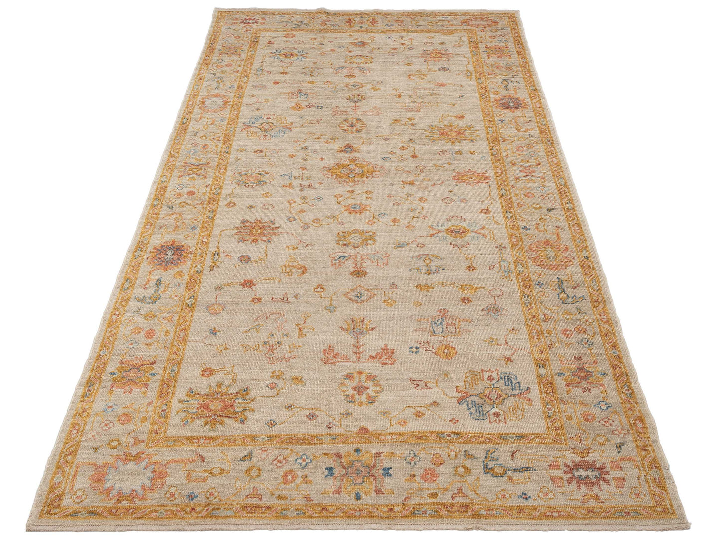 Angora Oushak 134277 Ivory Silver 6.3x12.5 Hand Knotted Rug