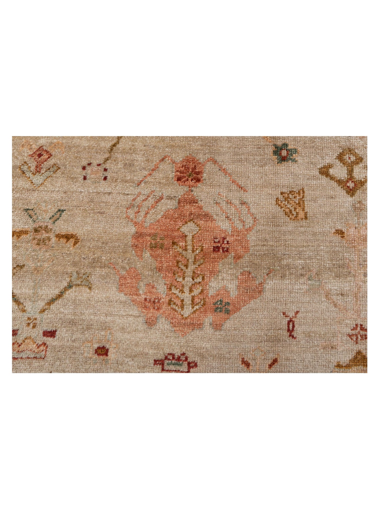 Angora Oushak 134283 Ivory Pink 6.1x12.4 Hand Knotted Rug