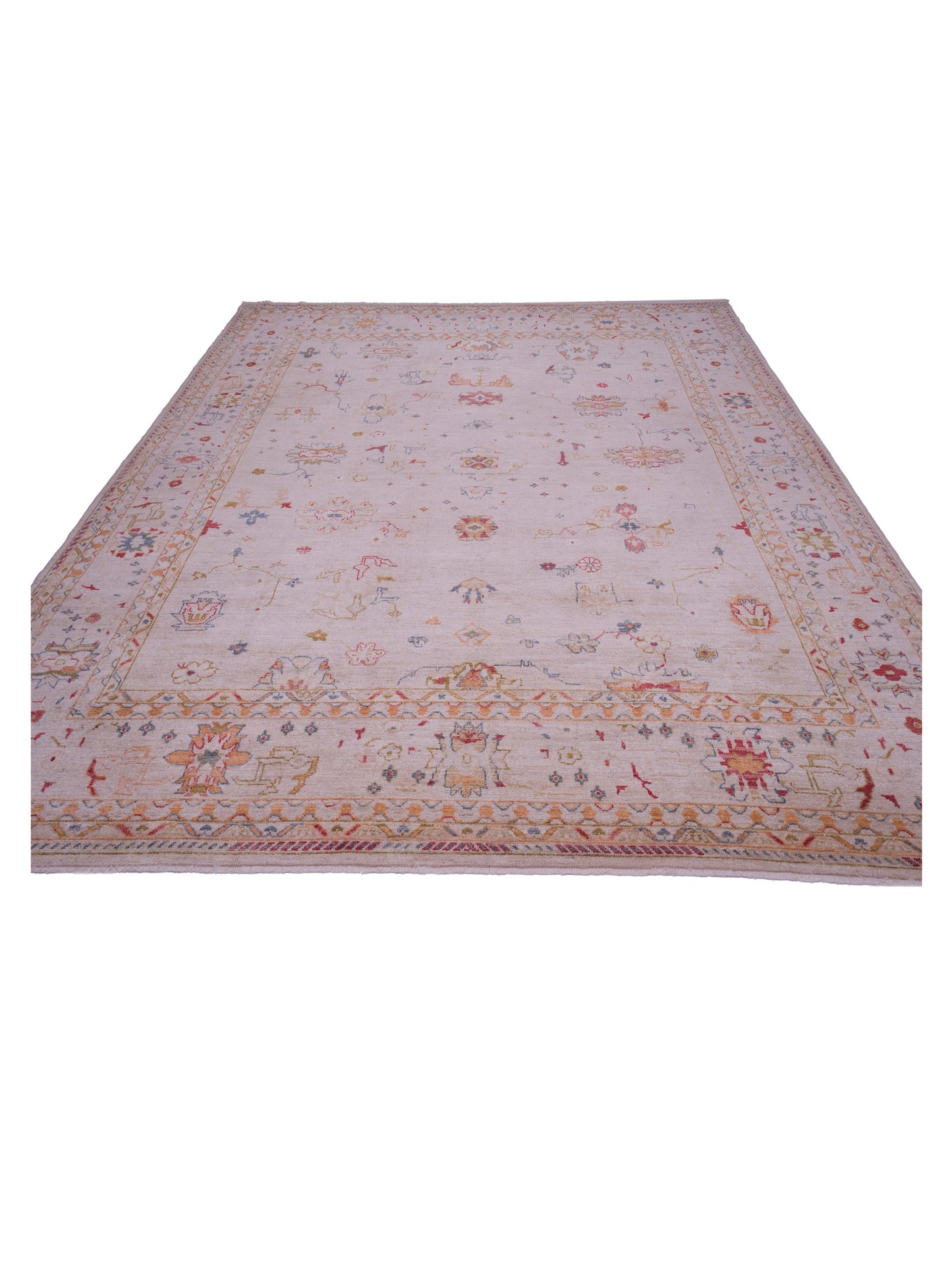 Angora Oushak 134485 Ivory Ivory 12.7x15.4 Hand Knotted Rug