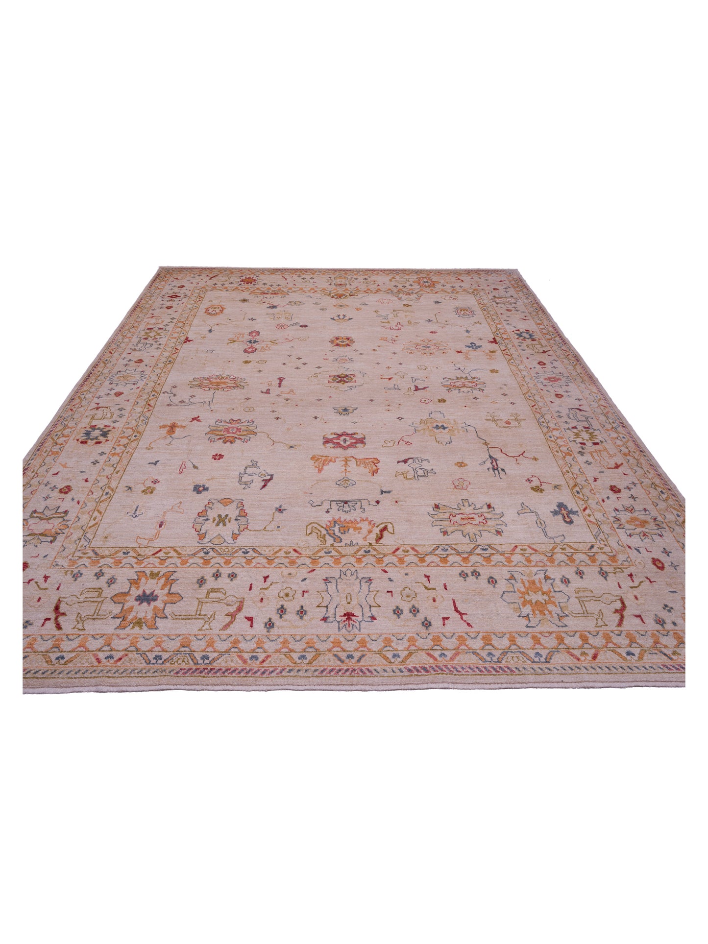 Angora Oushak 134485 Ivory Ivory 12.7x15.4 Hand Knotted Rug