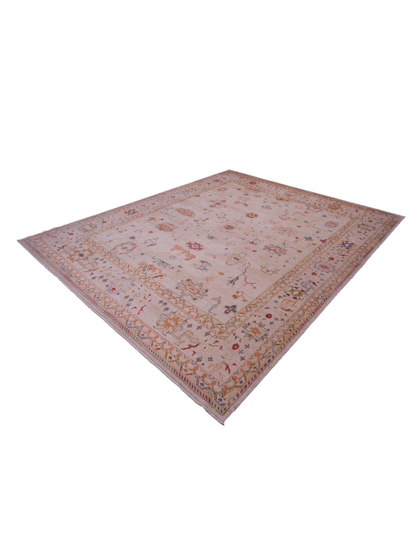 Angora Oushak 134485 Ivory Ivory 12.7x15.4 Hand Knotted Rug