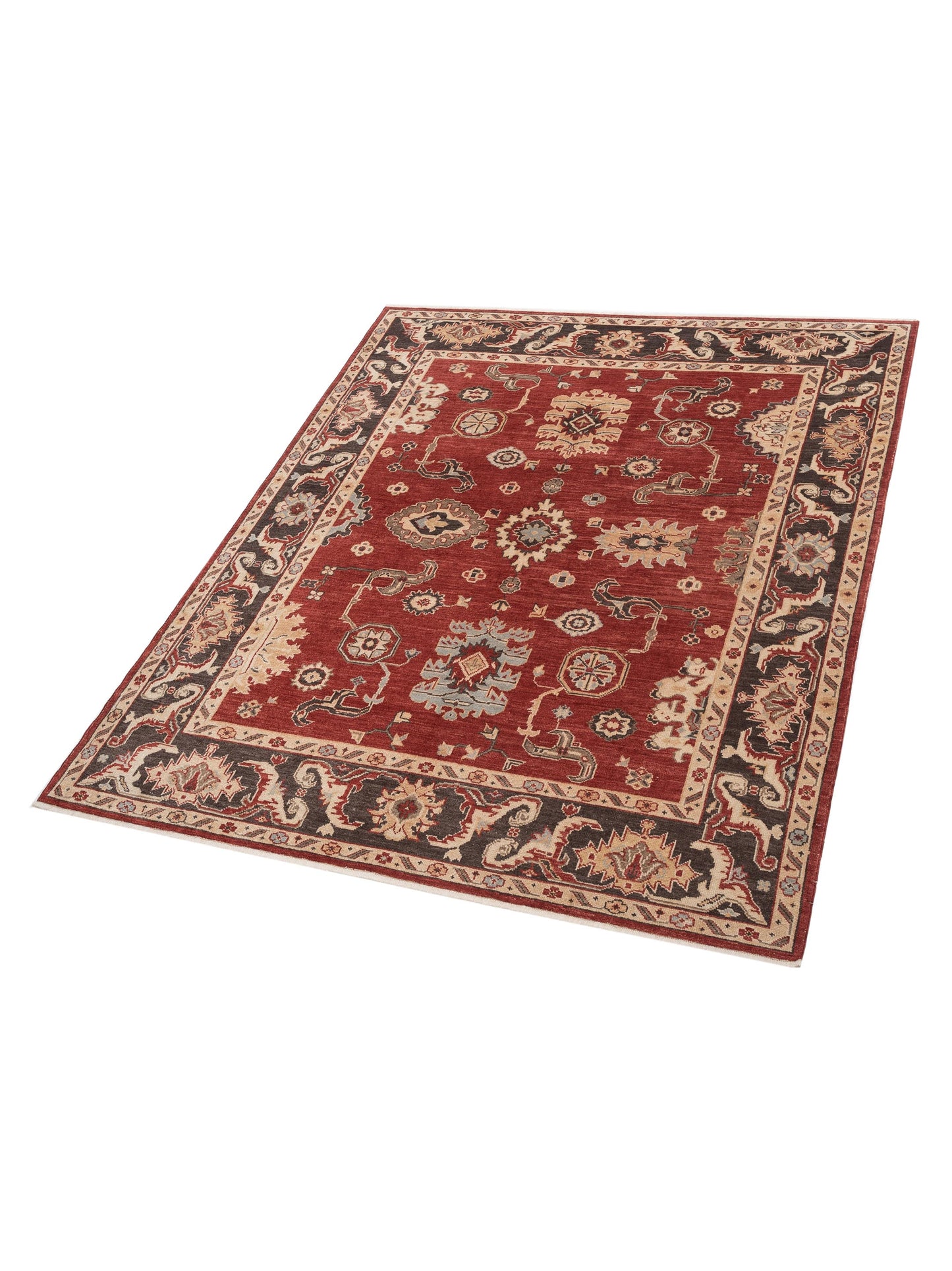 Angora Oushak 134539 Red Dark Brown 8x9.8 Hand Knotted Rug