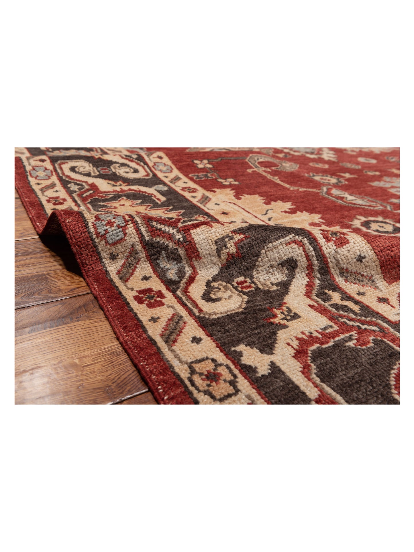 Angora Oushak 134539 Red Dark Brown 8x9.8 Hand Knotted Rug