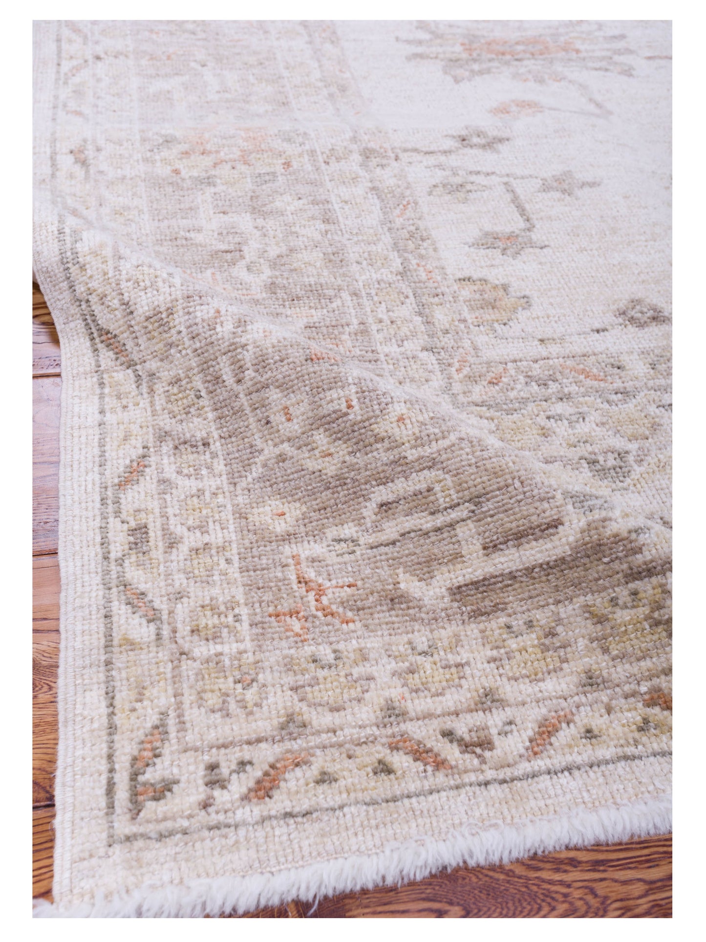 Angora Oushak 139237 Ivory Brown 8.4x10.1 Hand Knotted Rug
