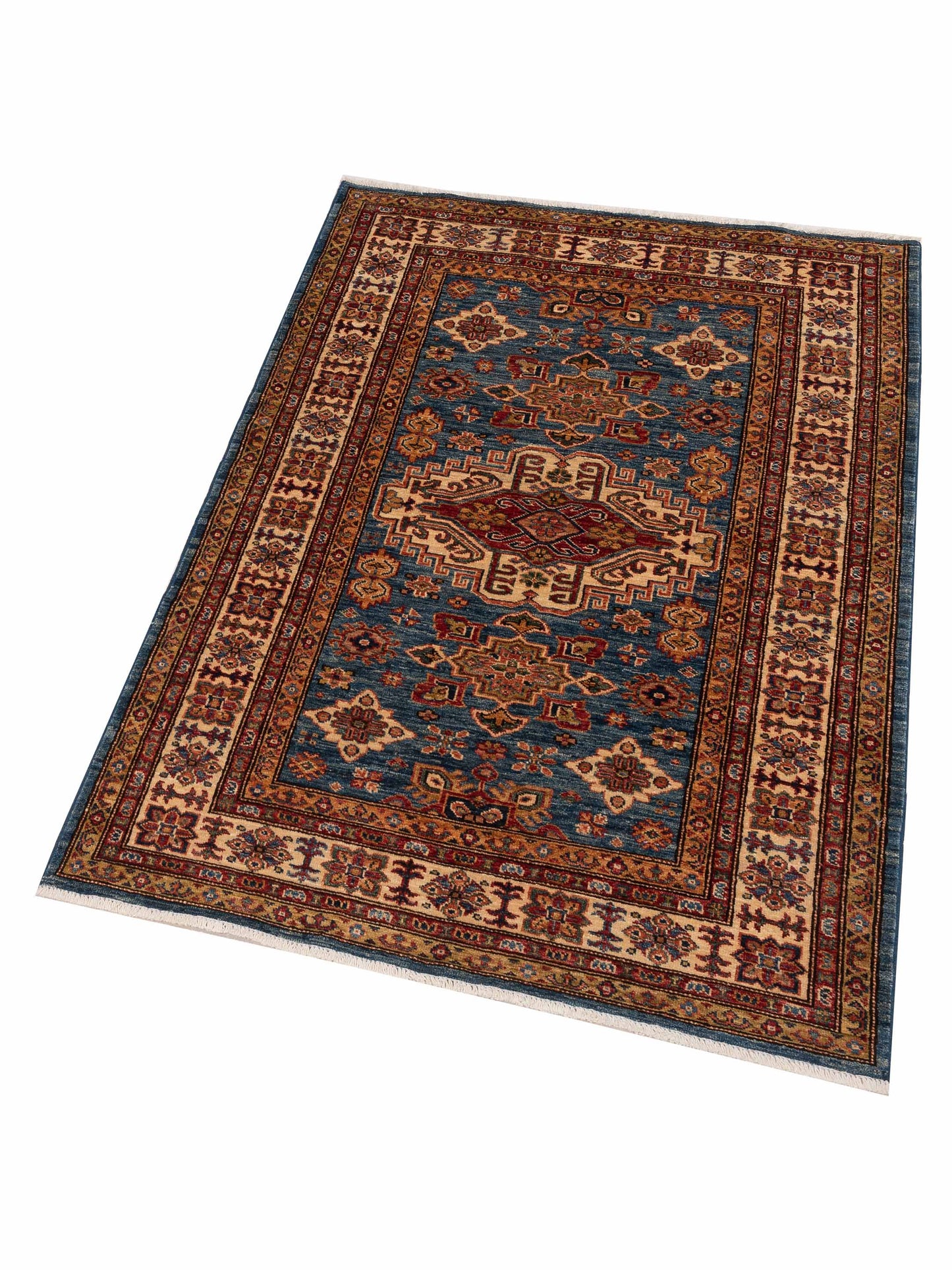 Kars 139378 Blue Ivory 4.1x6 Hand Knotted Rug