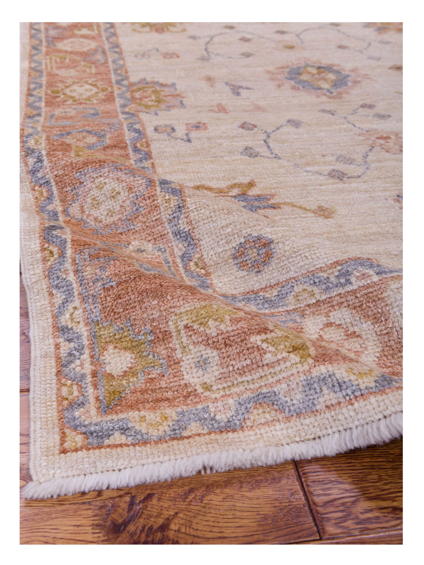 Angora Oushak 141172 Ivory Red 4.2x6.7 Hand Knotted Rug