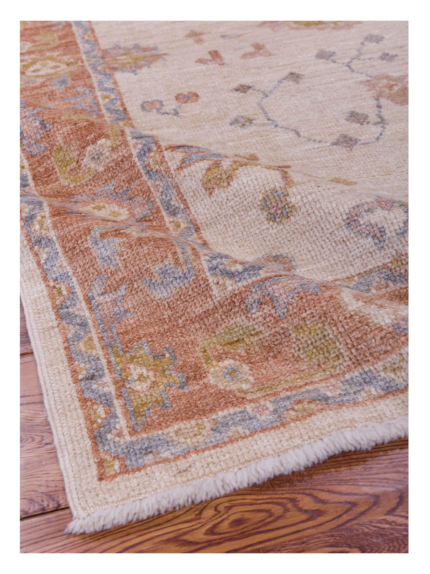 Angora Oushak 141178 Ivory Red 4.2x6.3 Hand Knotted Rug