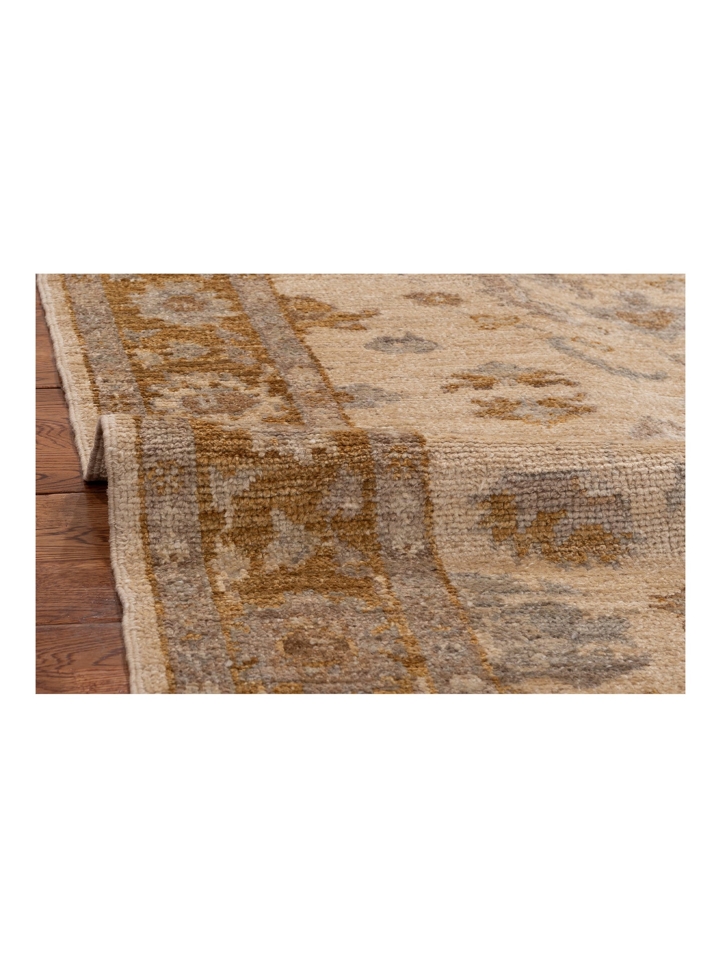 Angora Oushak 141180 Ivory Brown Gold 4.2x5.7 Hand Knotted Rug